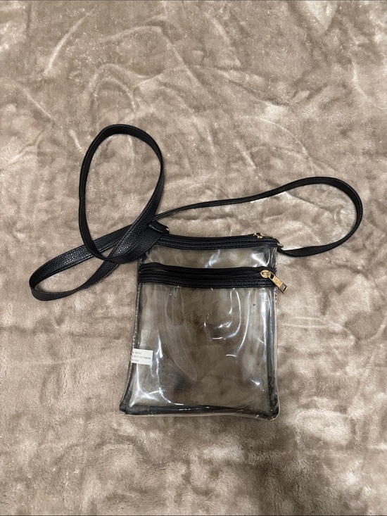 Handbags - Clear Black Trim Crossbody Bag with Gold Zippers